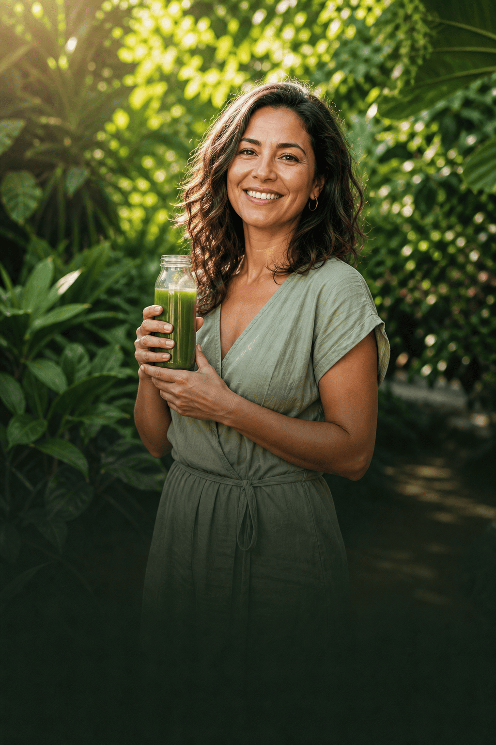 Mujer sosteniendo bebida natural - Nutrir